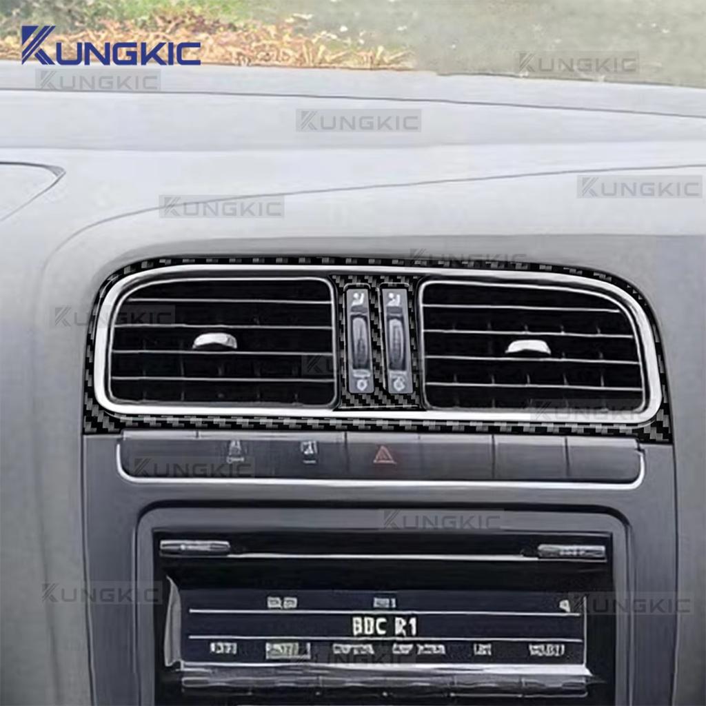 Sticker LHD RHD Car Center Console Outlet Real Soft Carbon Fiber For Volkswagen VW Polo MK5 6R 2010 2011 2012 2013 2014