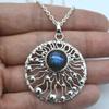 Round Cabochon Labardorite (5 Cts) Pendant Necklace Solid 925 Sterling Silver Gemstone Pendant with Chain Jewelry For Women or Girls