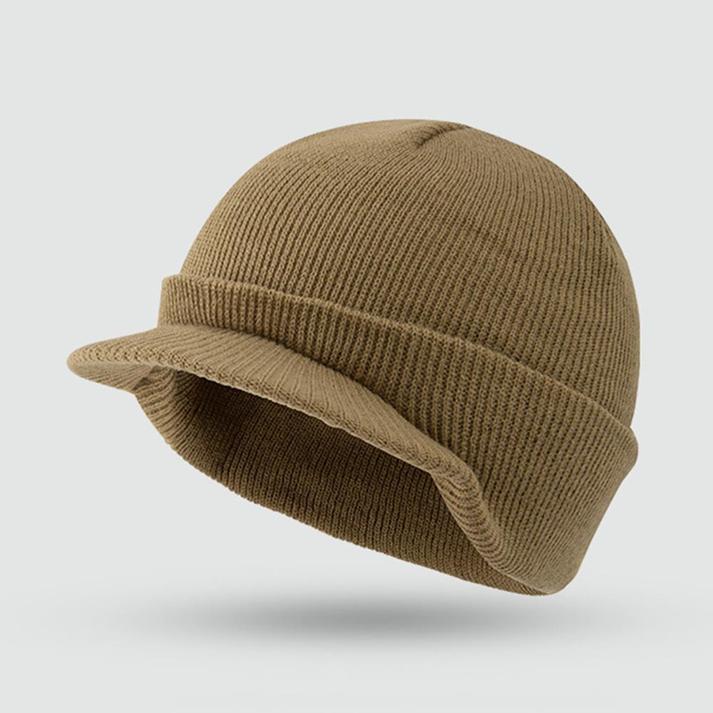 Effen Kleur Petten met Korte Rand Legerstijl Gebreide Petten Petten Herfst Winter Veelzijdige Warme Petten Mode Breien Heren Petten