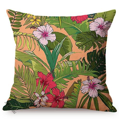 Cotton And Linen Cushion Cover, Tropical Jungle Floral Style, Banana Leaf, Frangipani, Sofa Pillow Case, Home Decoration