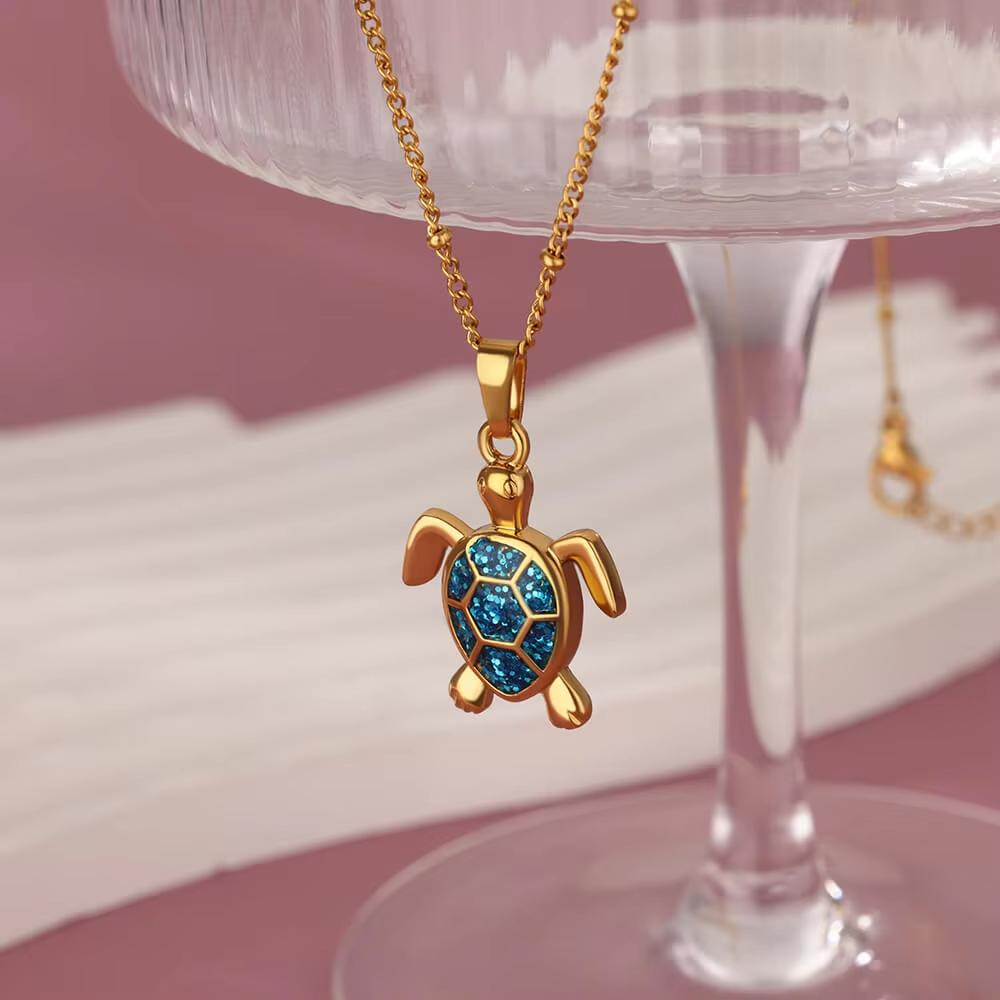 Drip Oil Bees Butterfly Cute Necklace For Women Gold Color Stainless Steel Turtle Charm Choker Christmas Jewelry Romantic Gifts