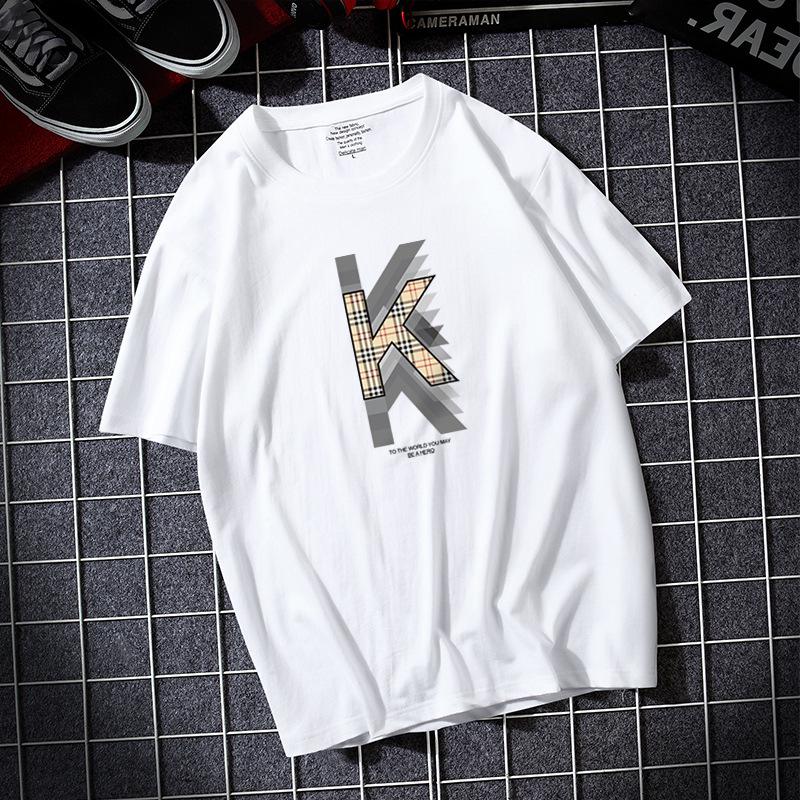 KK Large Size Men Short Sleeves T-shirt 100% Cotton Casual Tee Shirt S-6XL