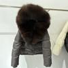 Women's Luxury Down Jacket with Real Fox Fur Hood and Thick Collar - Short Winter Outerwear