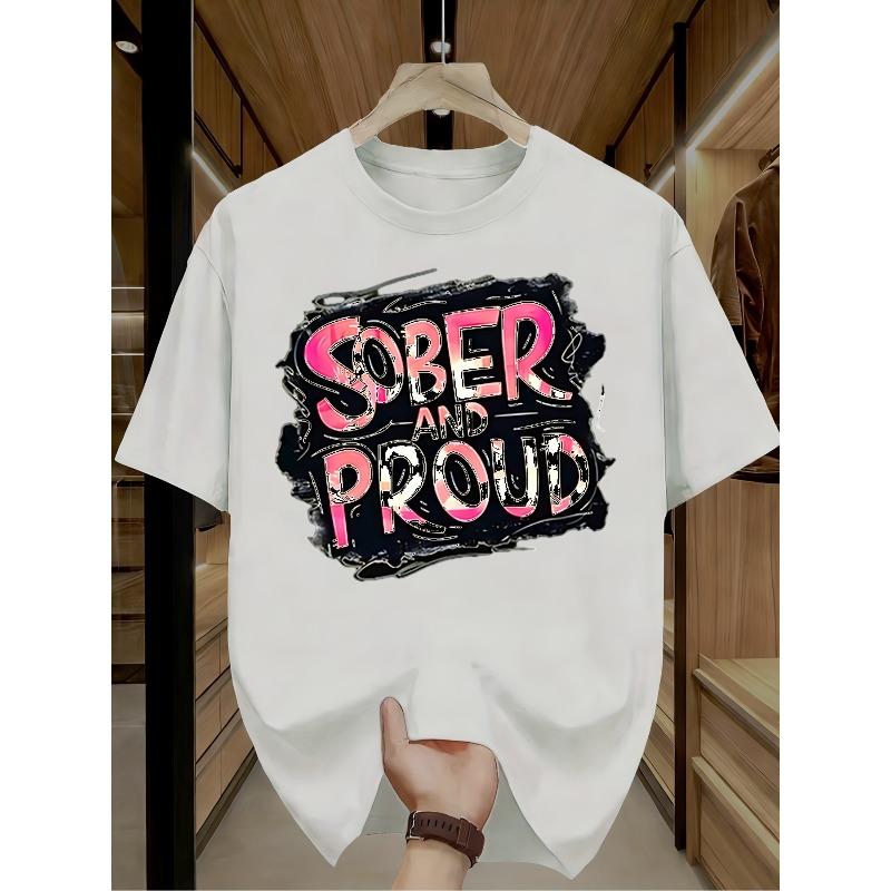 European Sizes Sober And Proud Recovery Awareness Shirt Gift for Sober Living Sobriety Support Funny Graphic Tees Perfect Gift Idea