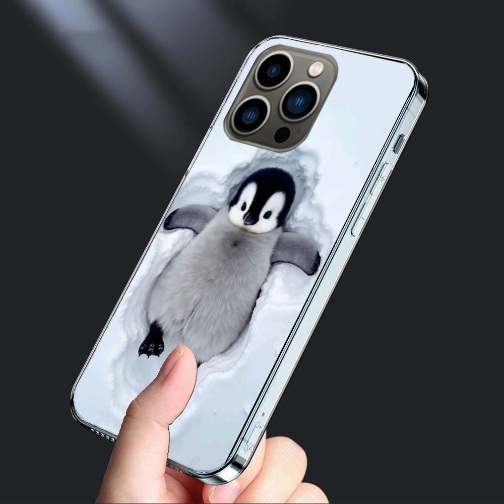 Penguin Baby Healing Phone Case For Iphone 16E 15 Pro 14 Plus 17E 16 17 Pro Max Air 11 12 13 Mini Shockproof Capa Cute Cover