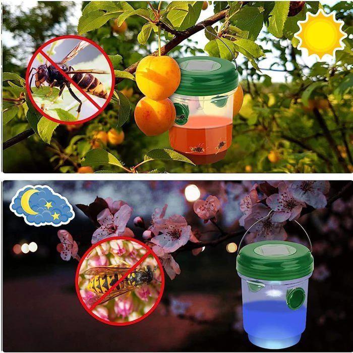 2 Pcs Solar Wasp Trap with LED Light, Insect Traps, Anti-Insect Catcher Trap In Honey Bees Hornets Mosquitoes