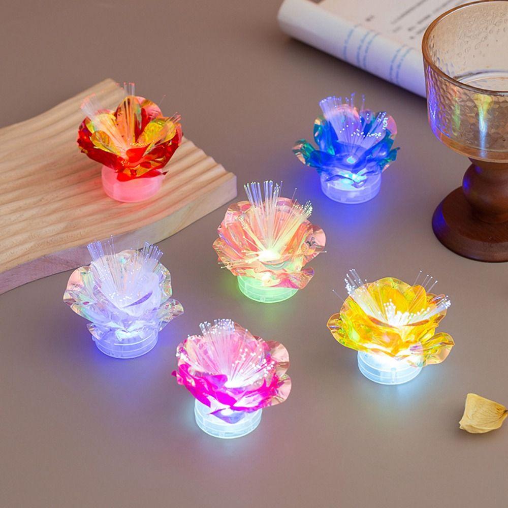 Seven-Color Optical Fiber LED Illuminated Rose Colorful Change Color Romantic Light And Shadow Garden Landscape Light