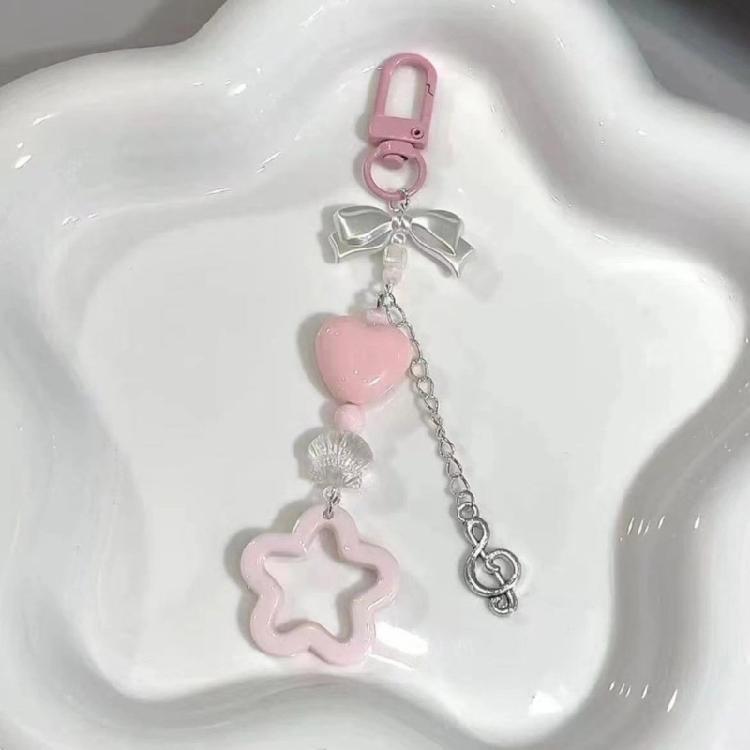 Heart Star Beaded Keychain Pendant Cute Decoration Pendant Keyring Charm