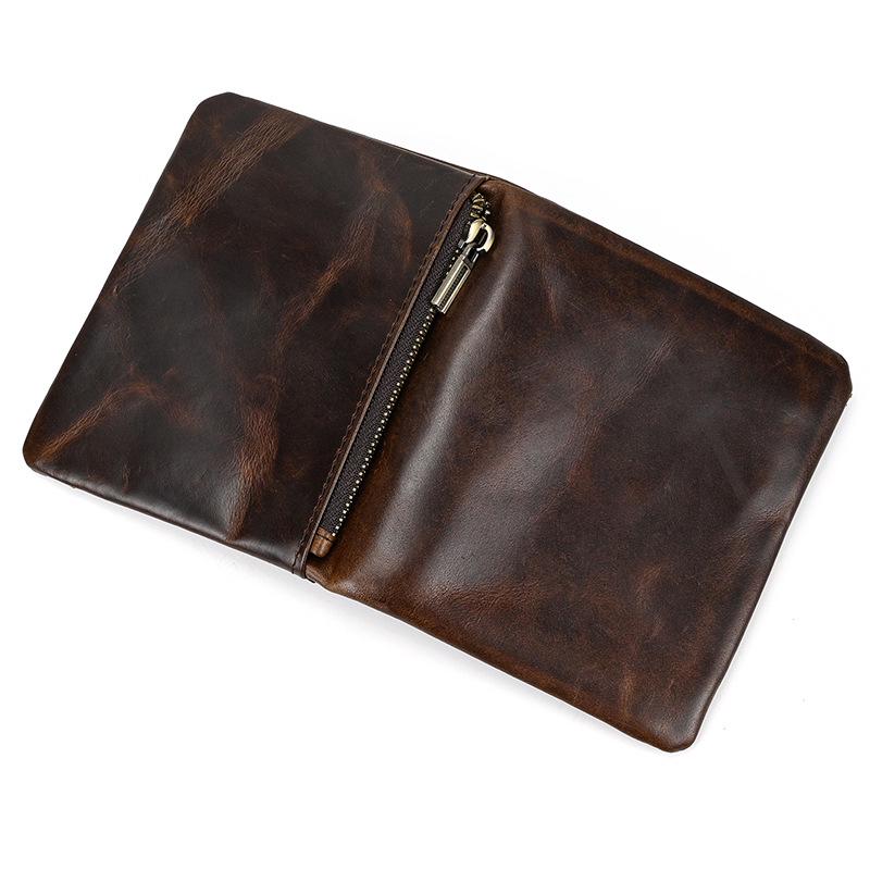 Premium Oil Wax Leather Bi-fold Wallet with Coin Pocket & Multiple Card Slots