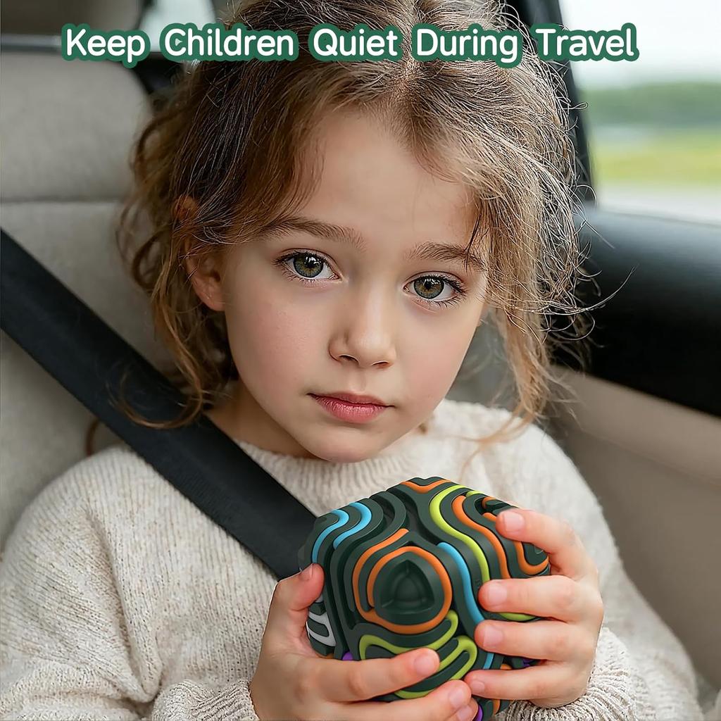 Sensory Fidget Toys for Kids Adults Silicone Activity Cube with 15 Colorful Strings Travel Stress Relief Toys Christmas Gift
