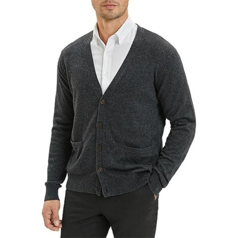 Herren Strickjacke Wollmischung Langarm Strickweste Jacke Herren Cardigan