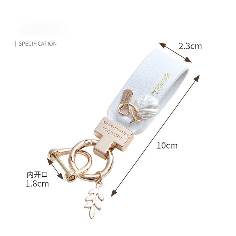 Auto Key Fob Chain Luxury Genuine Genuine Leather Key Ring Pure Color Buckle Auto Key Fob Ring Auto Auto Accessories Gift Auto Key Ring Auto Key