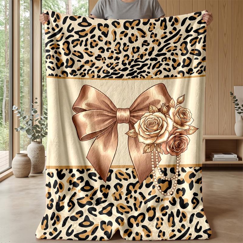 Leopard Print Elegance 2 Theme Blanket Lightweight Warm Flannel Blanket Decorative Throw Blanket for Home Decoration