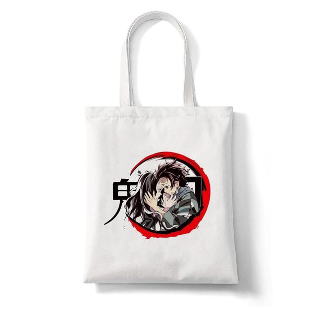 Demon Slayer Japan Anime Kimetsu No Yaiba Kamado Tanjirou Kabelky Taška cez rameno Nákupná kabelka Vysokokapacitná dámska plátená taška