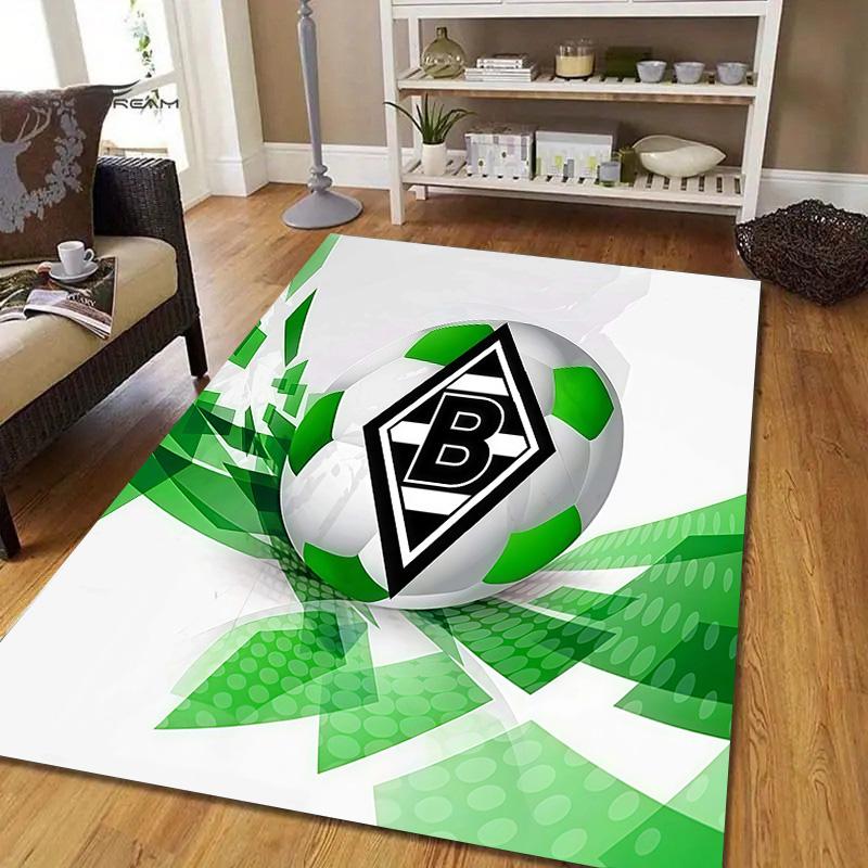 Borussia Mönchengladbach Flannel Pattern Square Carpet,Area Rug,Carpet Rug for Living Room Bedroom Sofa Playroom Decor,Non-slip Floor Mat