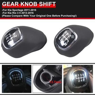 5 6 Speed PU Leather Gear Knob Shift Lever Shifter Handball For KIA Sportage 2011-2015 For Rio 3 5 VELOSTER 2013 2014 2015 2016