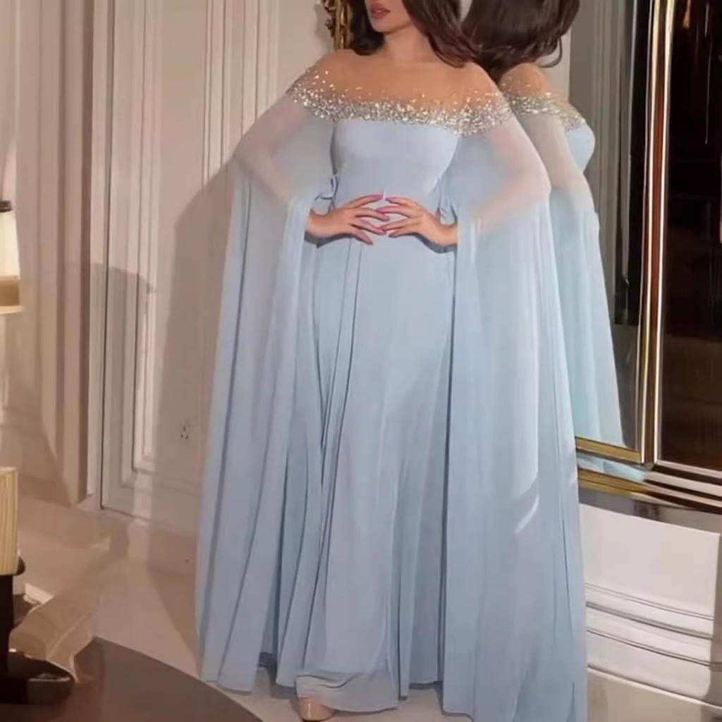 Spring Summer New Sexy High Waist Hot Drill Pearl Chiffon Banquet Evening Dress for Women European American Party
