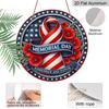 2D Flat, 1pc Round Memorial Day "Remember And Honor" Aluminum Hanging Sign, Patriotic USA Flag Ribbon Poppy Flower Design, Weatherproof Metal Wall