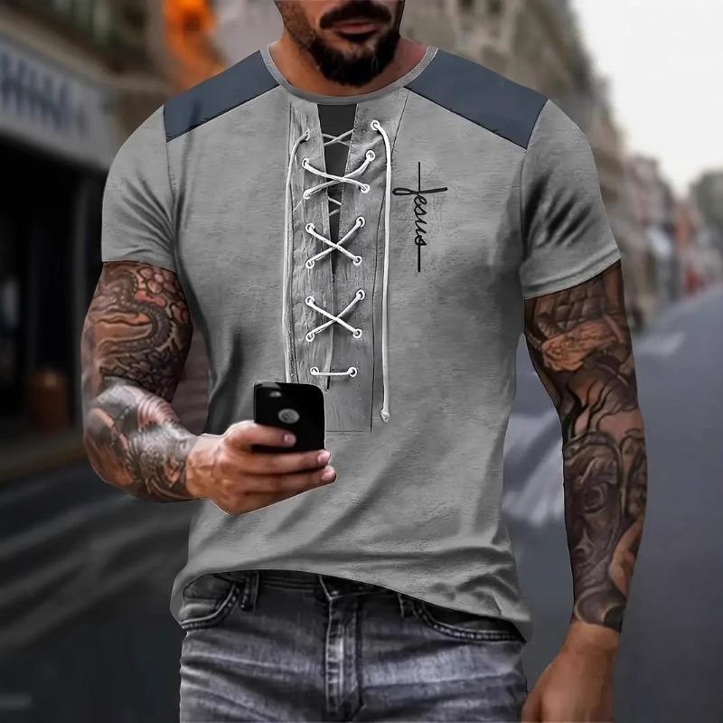 

Мужская футболка с коротким рукавом, 3D-принт, имитация двух частей, повседневный свободный топ с круглым вырезом для мужчин, рубашка 6XL