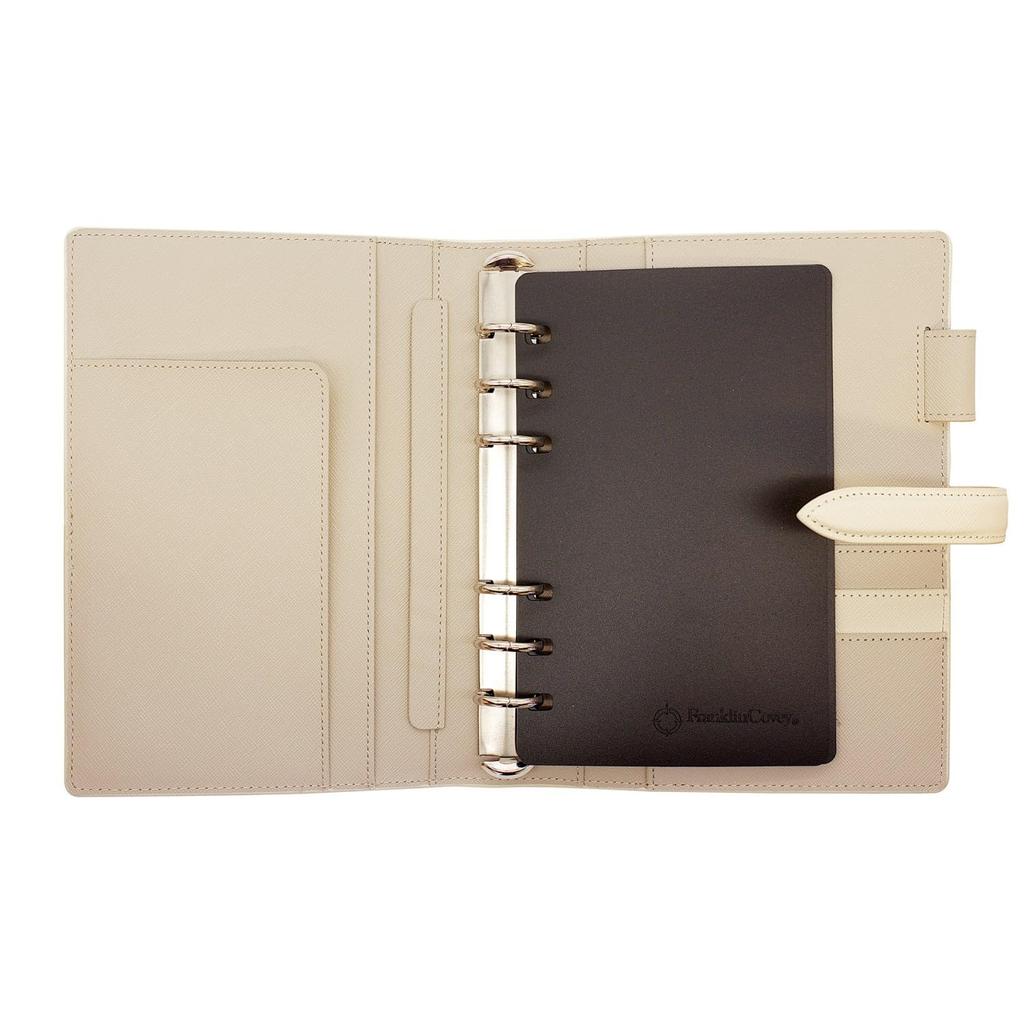 Franklin Planner Bonded Leather Fiber Binder Compact 20mm Beige 65745