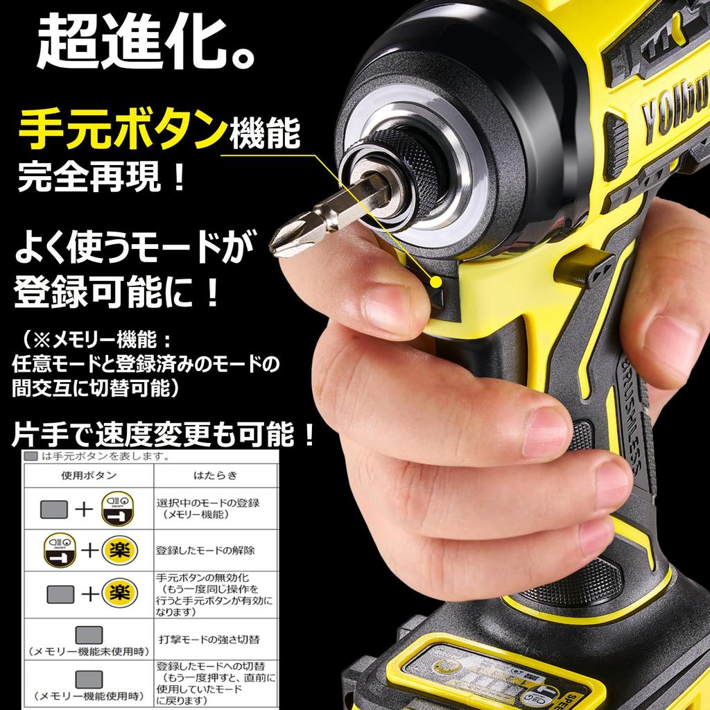 YOIbuy PRO Impact 18V Brushless Remote Button Easy Ring LED Maximum Speed 3500 Maximum Torque 230 Body Only and Charger Sold Driver, Rechargeable,