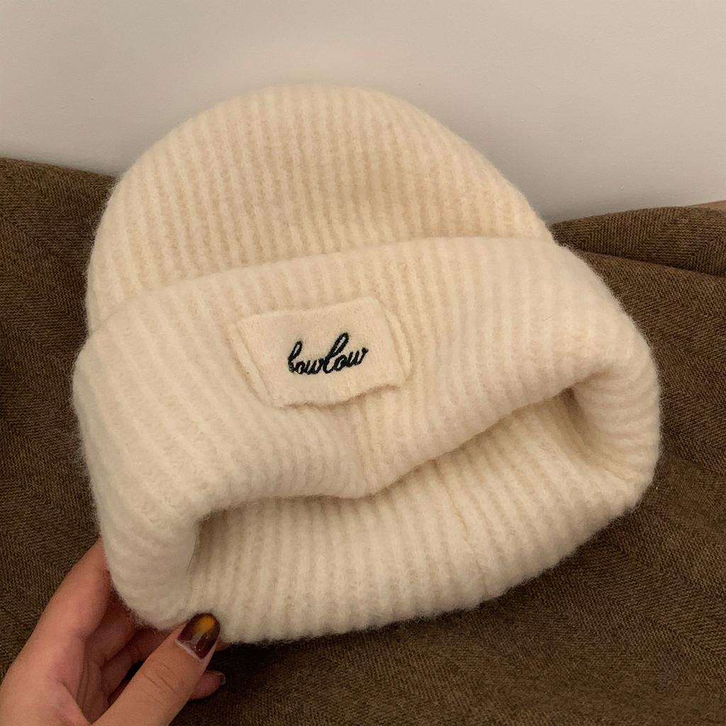 Wool Blend Letter Knitted Hat For Women Winter Cold Weather Warmth