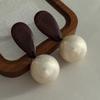 Round and Simple Pearl Wood Water Drop Earrings, Earrings, Elegant and Exquisite Light Luxury Atmosphere, Niche Fashion Earrings