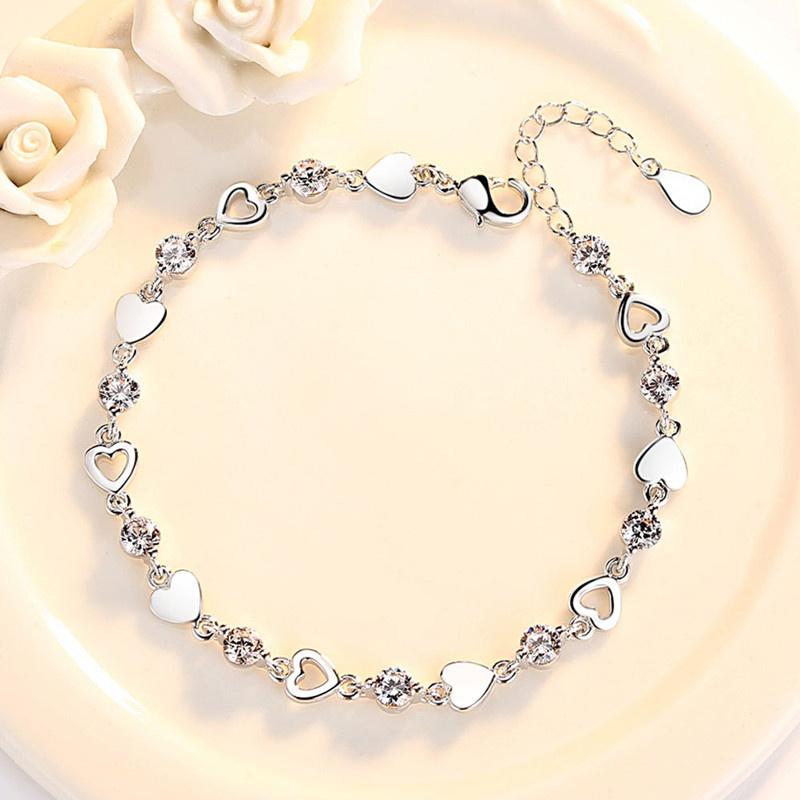 Charme Kristall Lila Weiblichen Armband Schmuck Mode Mädchen 925 Silber Armbänder Für Frauen Braut Hochzeit Engagement Bijou Geschenk