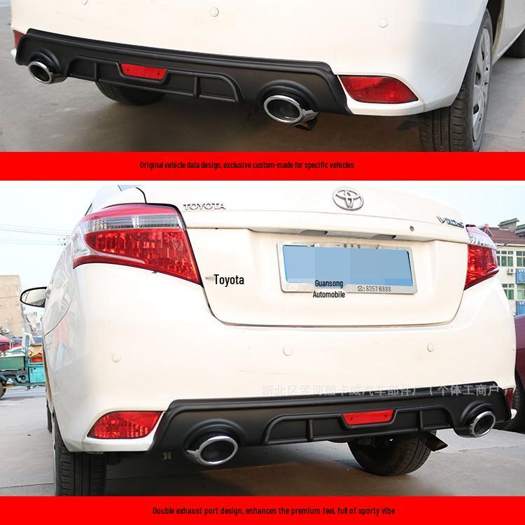 Toyota Vios 2014-2021 Body Kit: Front Lip, Rear Lip, and Side Skirt Modification Kit for Exterior Styling.