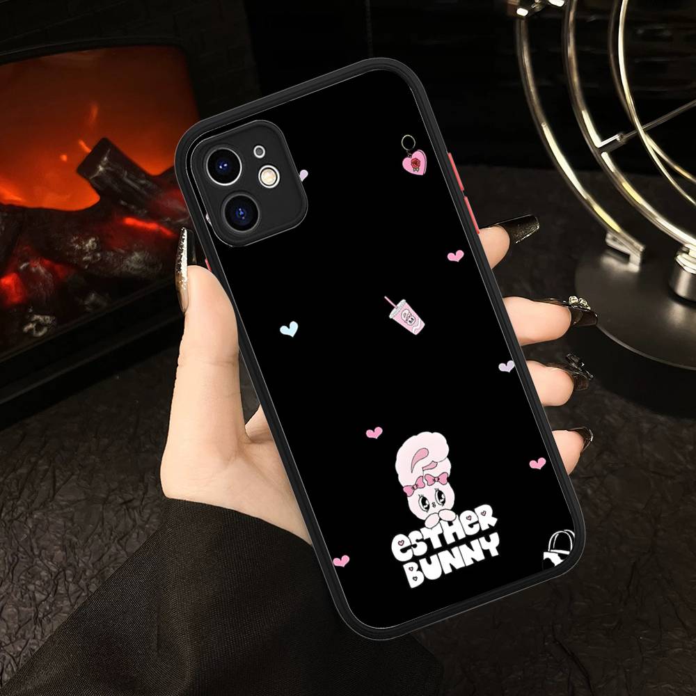 Cute Cartoon Esthers Bunny For IPhone 15 16 Pro Max 11 12 13 14 XS XR X Plus 16E Matte Translucent Phone Cover
