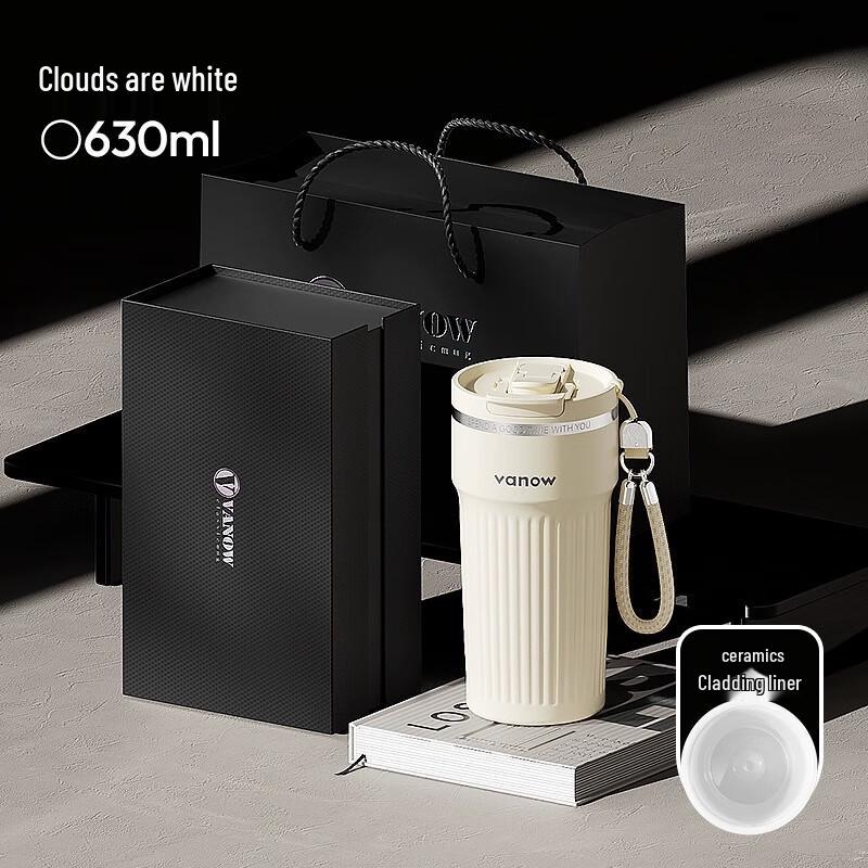 Vanow 630ml Striped Stainless Steel Coffee Mug