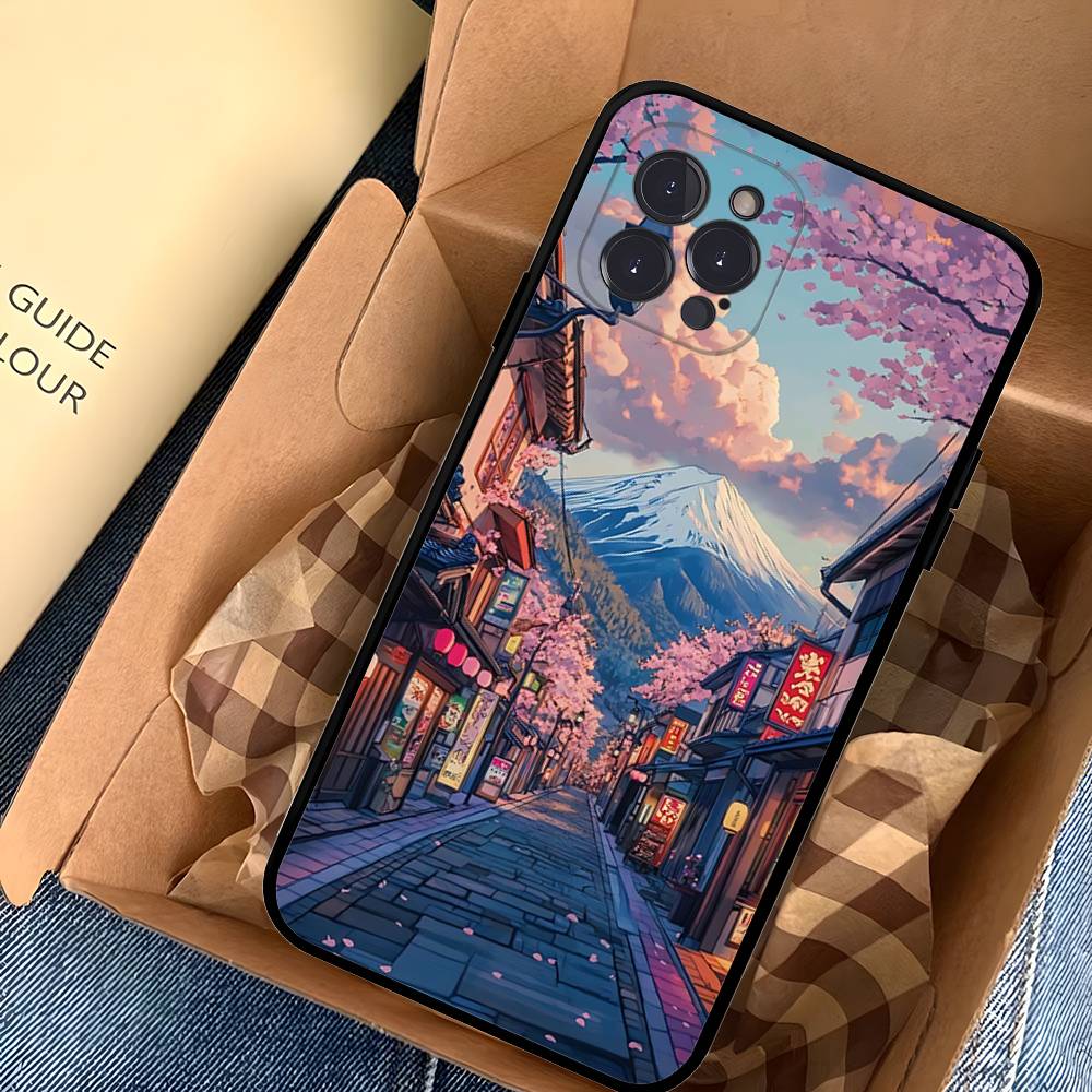 Japanese Mount Landscape Wave Phone Case For IPhone 17 Pro Max Air Back Cover 16 15 14 13 12 11 Pro Max Case