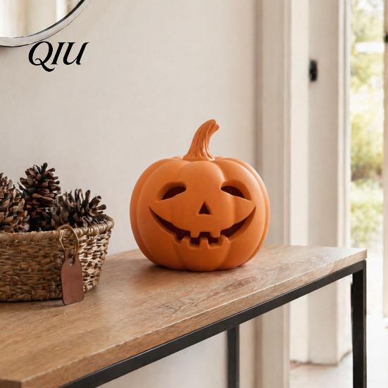 Adornos Duraderos de Resina Linterna de Calabaza, Figura Hueca de Mesa, Regalo para Amantes de Halloween Centros de Mesa Decorativos Y Acción de Gracias