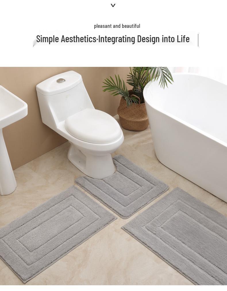 Absorbent Quick-Dry Bathroom Mat Set: 3-Piece Toilet & Washbasin Pads