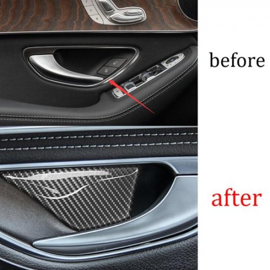 Real Carbon Fiber Interior Door Bowl Cover Trim For Mercedes-Benz GLC 2016-