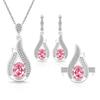 Color Treasure Super Flash Gem Water Drop Zircon Set European and American Necklace Earrings Ring