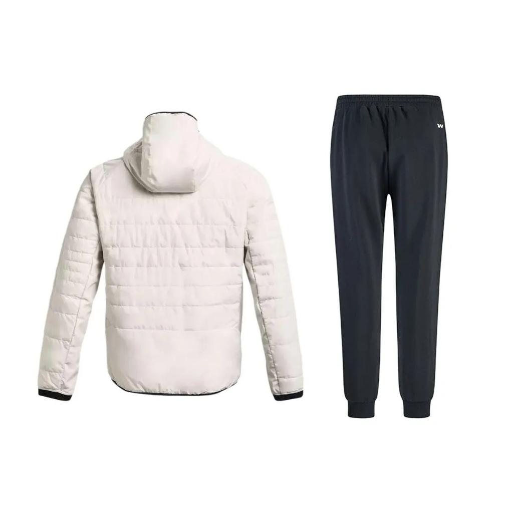 Under Armour UA Storm Session Hybrid Jacket Logo Pattern Hooded Long Sleeve Knit Cuffed Pants Casual Sports Suit Men Suit 1378494-112+21600701-001