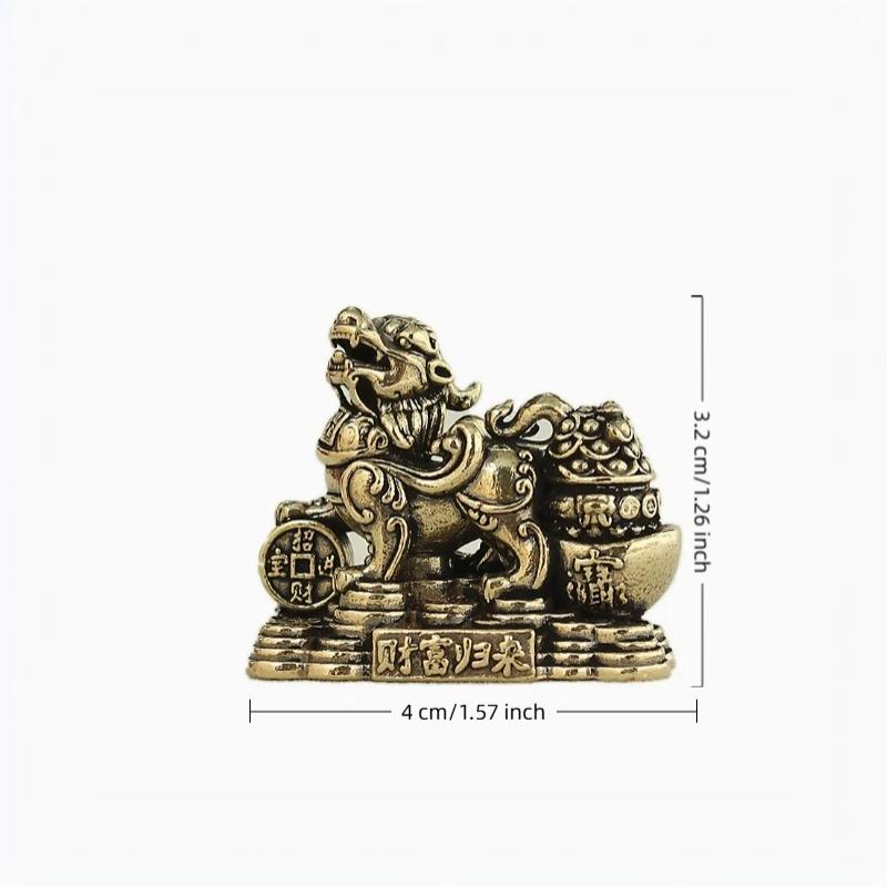 Brass Feng Shui Pixiu Statue Pair Exquisite Workmanship Lucky Ornament for Home Office Desktop Study Room Decor Gift