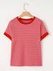 European and American TikTok Summer New Women's Casual Round Neck Splicing Short-sleeved Top T-shirt