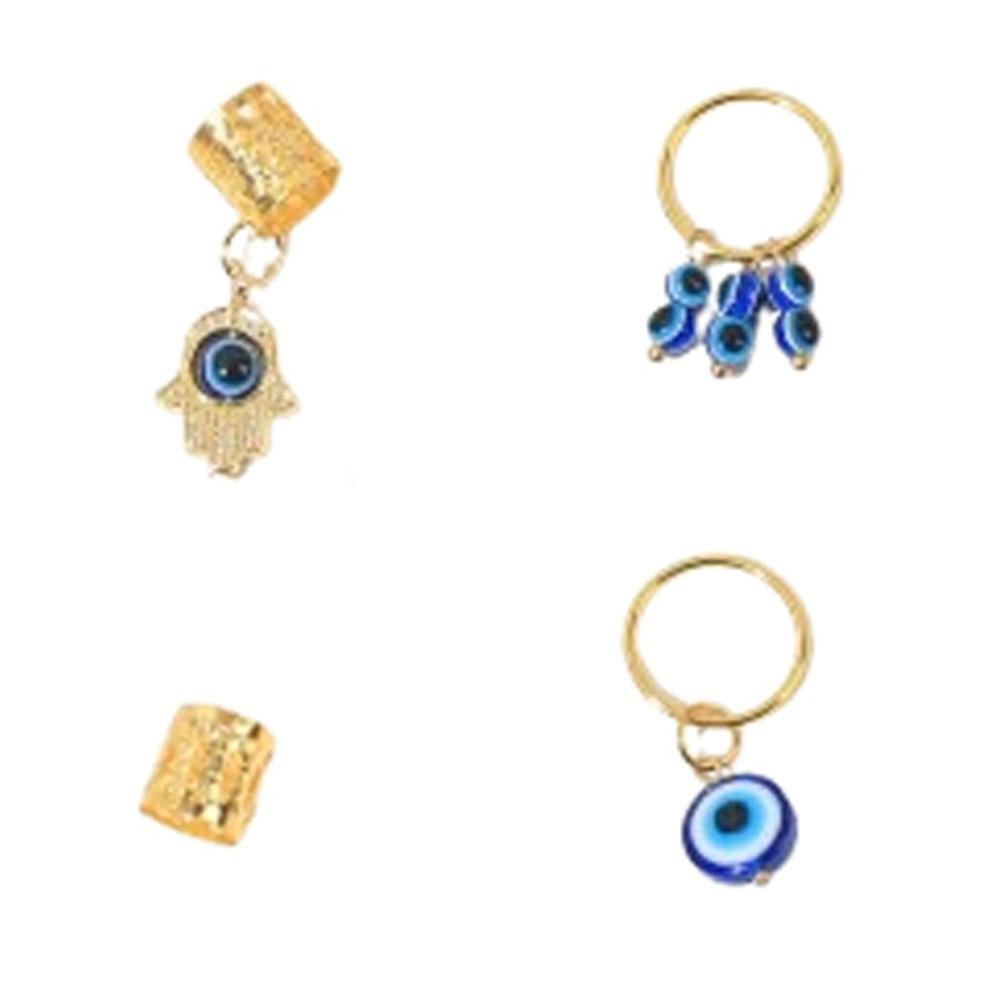 16pcs Dread Locks Dreadlocks Beads Evil Eye Hair Braid Tubes Hollow Out Hair Ring Women