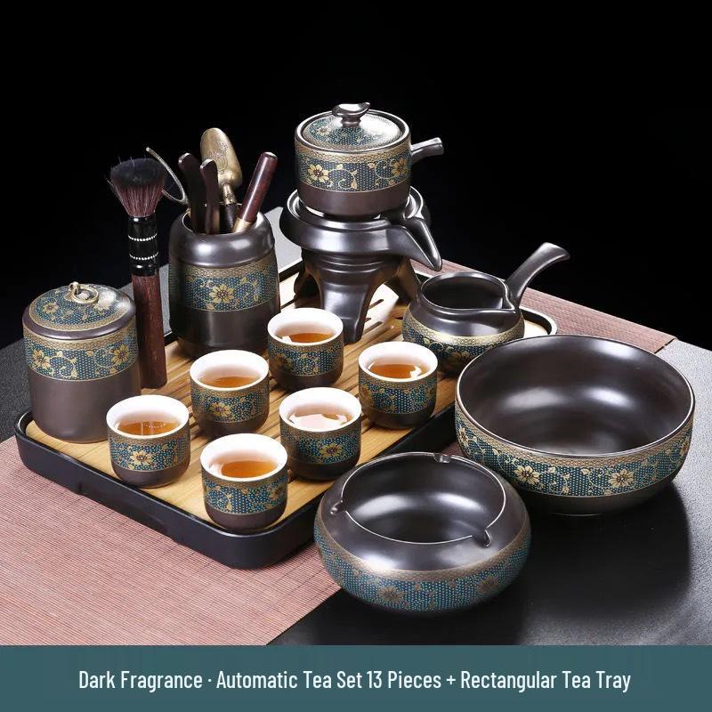 Automatic Ceramic Kung Fu Tea Set for Home: Teapot, Cups, Canister, Tray