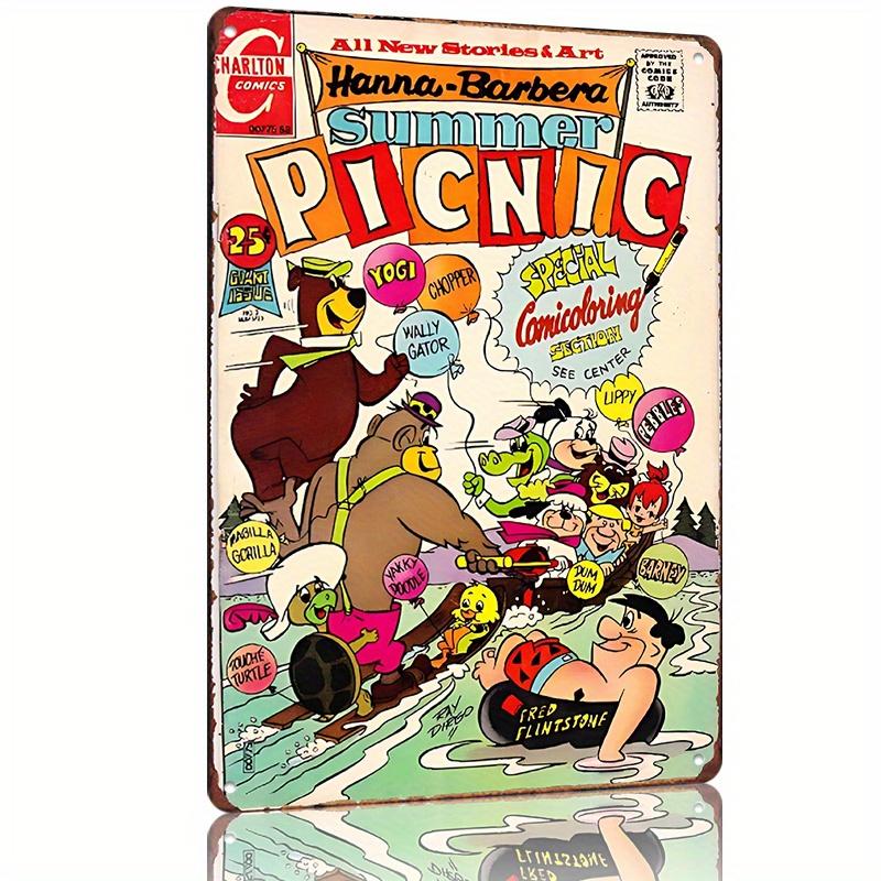 

Vintage HannaBarbera Summer Picnic Metal Tin Sign Retro Cartoon Bears Design for Home Bar Cafe Garage Garden Decor aluminum 20x30cm