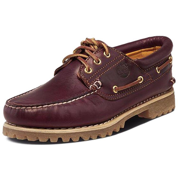 Timberland Leather Cowhide Handmade Casual Slip-Resistant Durable Low-Top Sneakers Men sneakers Dark-Red 50009