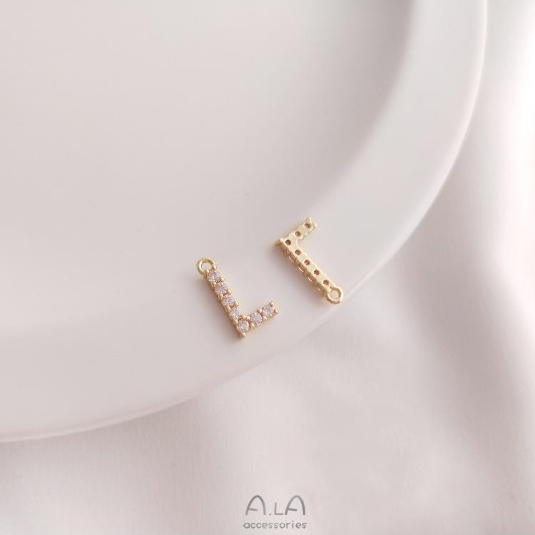 14K Gold Plated Zircon Alphabet Pendant for DIY Jewelry Accessories