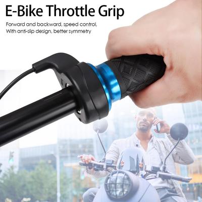 Manillar de bicicleta eléctrica de Cable largo, empuñadura de acelerador de bicicleta eléctrica, mango de Scooter, acelerador de giro azul