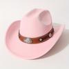 Hat Wool with Rivets for Men Women Western Party Shaped Hat