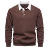 Men's Collared Pullover Sweatshirt, Loose Fit Color Block Cotton Sweatshirt, Ribbed Cuffs Casual Spring Fall Top