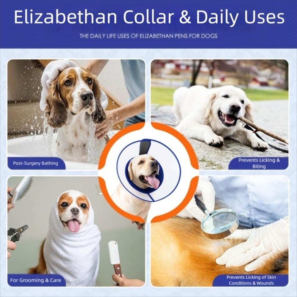 Breathable Dog Elizabethan Collar Prevent Biting Adjustable Dog Cone Collar Stop Scratching Licking Protection Recovery Collar