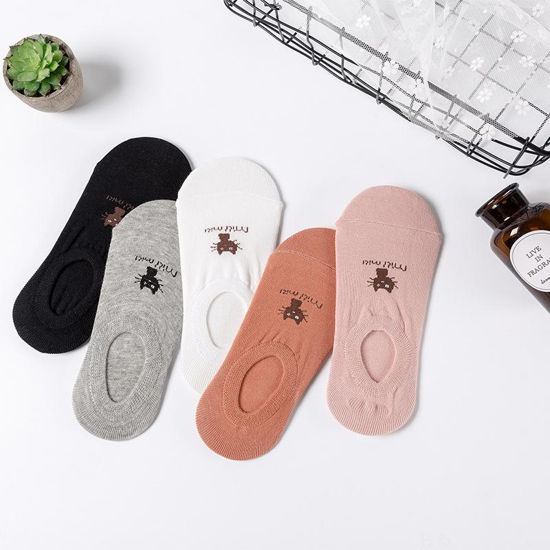 5 Pairs/lot Cute Harajuku Animal Socks Women Summer Korean Cat Bear Rabbit Funny Low Cut Ankle Sock
