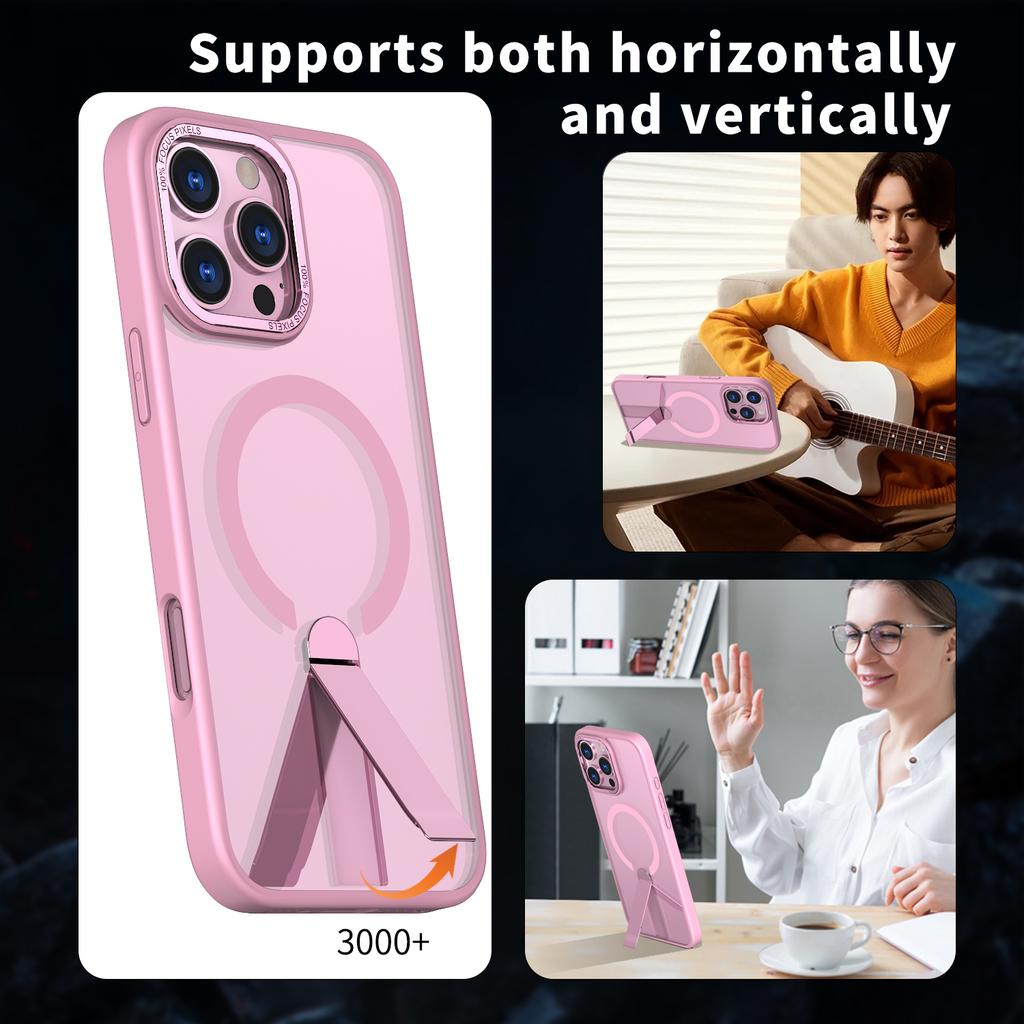 For iPhone 16 Pro Case Compatible with MagSafe Kickstand TPU + Acrylic Phone Cover